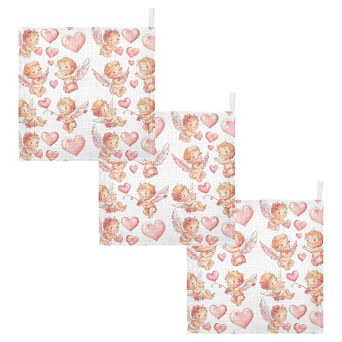 Baby Muslin Washcloths Valentine‘s Day Baby Burp Cloths Cotton Babys Face Towel for Newborn Infants Boys Girls Soft and Absorbent 11.8 X 11.8 in, 3 Pack2