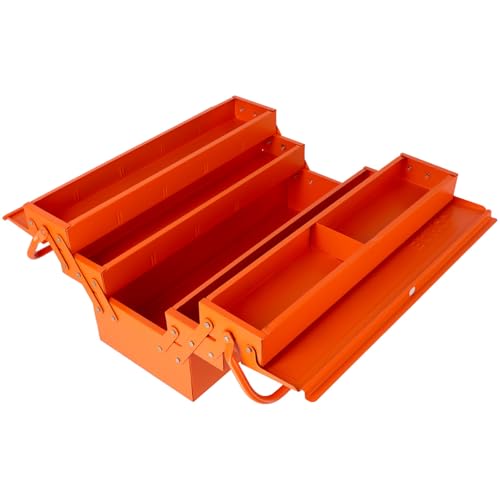 Bahco 3149-OR 5 Tray Cantilever Metal Toolbox Orange 530mm with Folding handle and padlock facility
