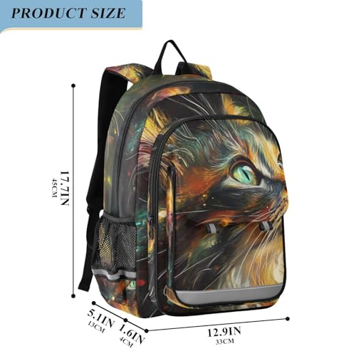 kids karate backpack 8-12： modern books bag for children in assorted colors - Oil Painting Feeling Cute Cat2