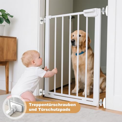 4 Stück Druckschrauben und 4 Sicherheits Wandschutz Pads, Treppenschutzgitter Verlängerung 8-teiliges Set, Gewindestangen für Babygitter ohne Bohren für Haustier Kindergitter Treppengitter