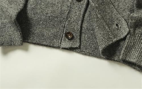 Men's Thick Warm V-Neck Knitted Cardigan Simple Vintage Basic Wool Sweater3