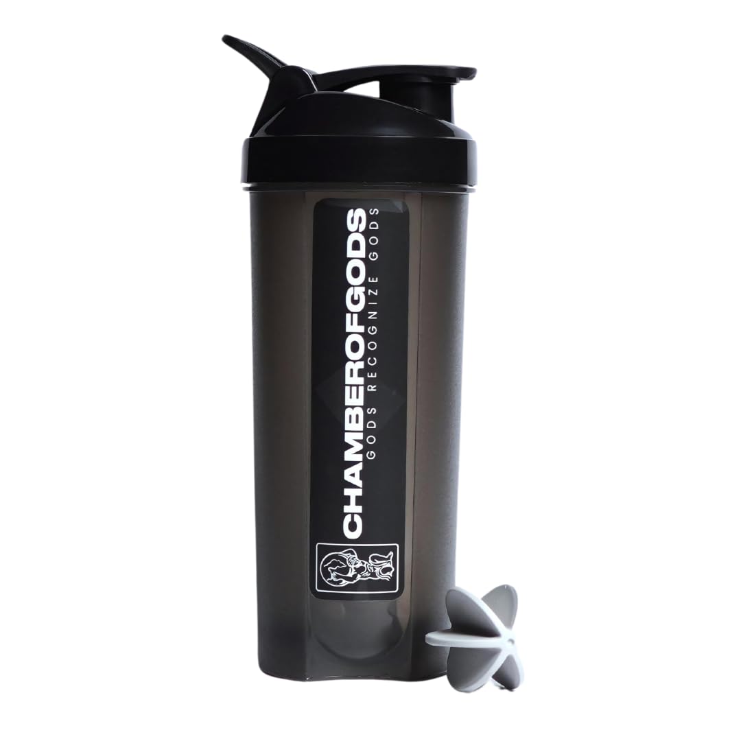 CHAMBEROFGODS Premium Shaker Bottle for Gym | Leakproof Protein Shake Mixer with Built-in Mixing Ball | Ideal Gym Bottle for Men and Women | BPA-Free (Eclipse Black, 650ml) (B0D2P8YHDX) Amazon Price History, Amazon Price Tracker