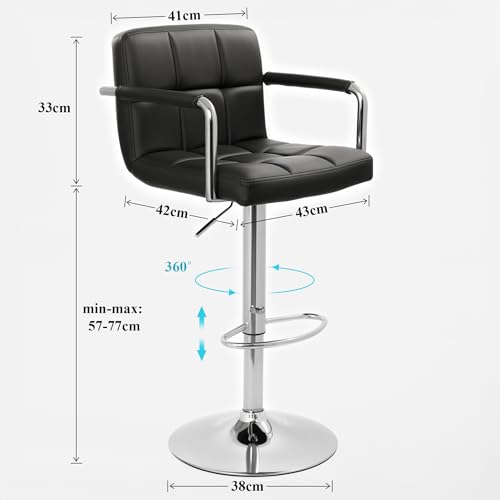 Decor & More – Bar Stool | Modern Height Adjustable Bar Chairs for Home | 360 Degree Swivel Seat Top | Bar Chairs for Home Kitchen with Footrest |Bar Stools Set of 2