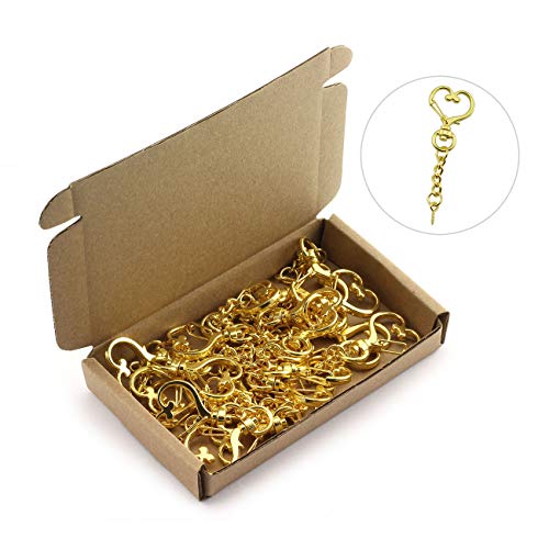 Jcbiz 20Pcs Gold Heart Design Spring Snap Keychain Clip Zinc Alloy Diy Key Chains Accessories Creative Pentagram Hanging Buckle #TOP5