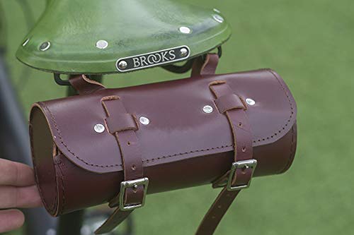 Sac de selle guidon cuir véritable marron vin pour vélo classique London Craftwork