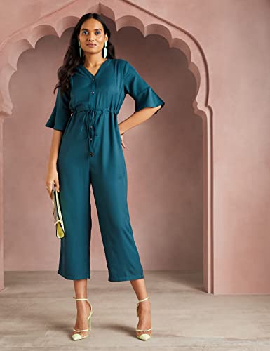 Image of RIVER by Narendra Kumar Premium Designer Women's Solid Jumpsuit