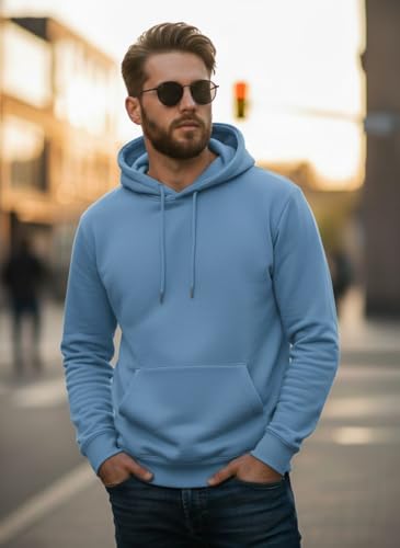 Image of Men Regular Fit Fleece ||Black||Hoodie Solid||Sweatshirt-JM3860