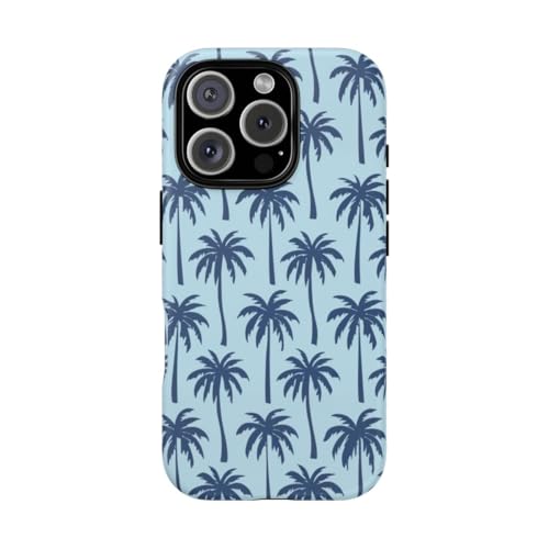 Coque rigide mate iPhone 16 Pro palmier bleu ultra-fine et antichoc léger