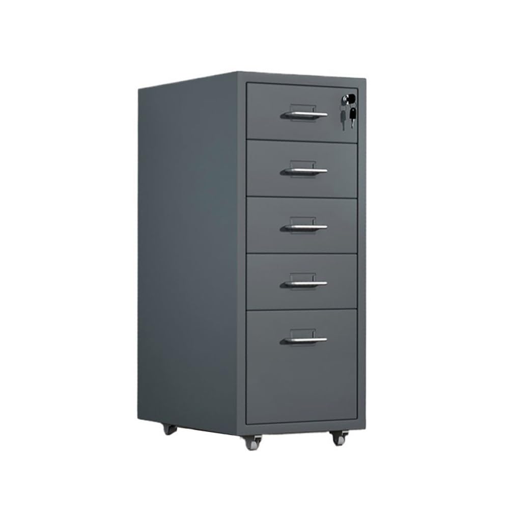 Aioneer Gris File Cabinet Thickened Cold-Rolled Steel Chest Of Drawers Storage Cabinet Multifunctional Data Organizer Cabinet 5 Layer Large Capacity Office File Cabinet Filing Cabinet