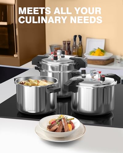 Image of Wantjoin Aluminum Pressure Cooker 23Qt Pressure Canner, Pressure Pot with Pressure Control for Home Kitchen or Restraurant, Commercial Pressure Cooker with Gauge