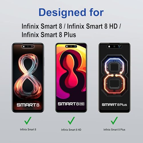 Image of ZAP CASE HD Plus Tempered Glass Screen Protector Compatible For Infinix Smart 8 (Black) Edge To Edge Coverage With Easy Installation Kit