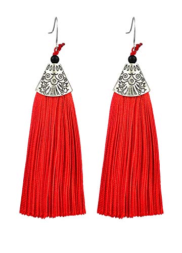 Tiaraz Tribal Collection Alloy and Pearl Tassel Earrings for Women, Red (B07JKF2DP9) Amazon Price History, Amazon Price Tracker