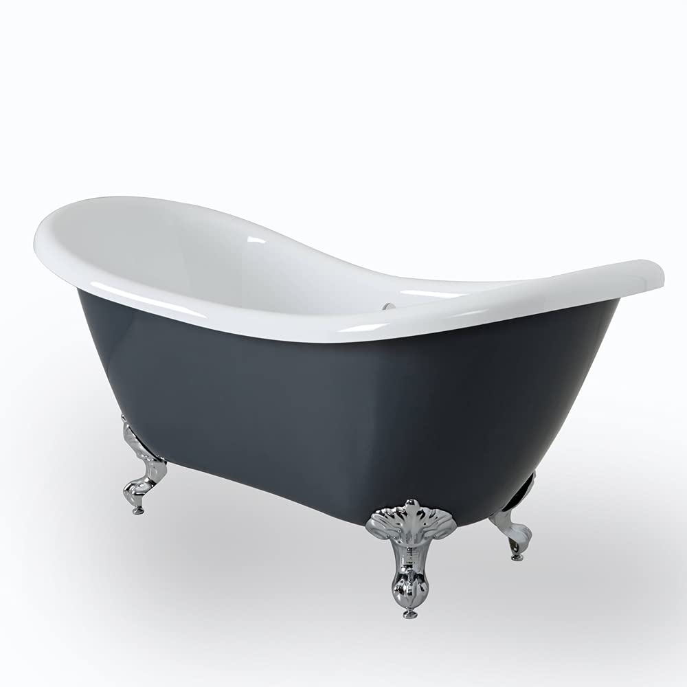 Milano Hest Stone Grey 1750mm x 730mm Double Ended Freestanding Slipper Bath