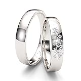 KOLIBRI RINGS - Freundschaftsringe Silber 925 Massiv Paarpreis Nickelfrei Zirkonia Steine Sternenhimmel Trauringe Eheringe Partnerringe 100% Made in Germany- Inkl. Gratis Etui + Gravur