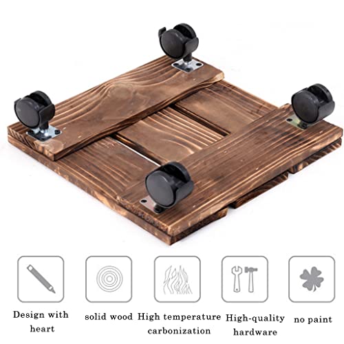 Panier à plantes en bois évite mal de dos base rouleau robuste