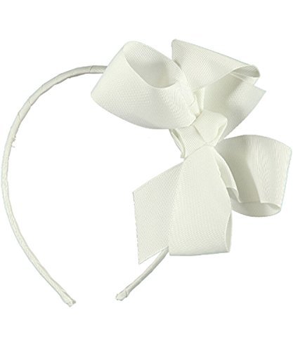 School Uniform Large Bow Headband - white, one size