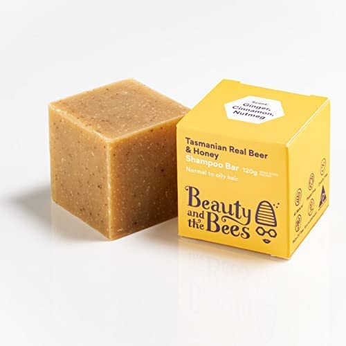 Beauty And The Bees Eco Friendly Beer & Honey Shampoo Bar + Honey Silk Conditioner Bar Set - 100% Natural & Organic Ingredients For Normal - Oily Hair - Sulfate & Paraben Free #TOP3