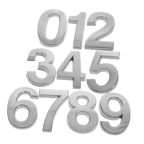FUTUREORYY 10pcs 5cm Silver Grey 3d Self Adhesive House Number Plaque Set for Home Address Signs and Apartment Door Numbers Sturdy Peel and Stick Room Sign for Mailbox and Office