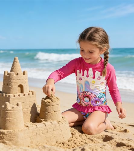 Image of UNIFACO Toddler Girls Swimsuit Rashguard Set Summer Beach Breathable Tankini with UPF 50+ Sun Protection 2-8T