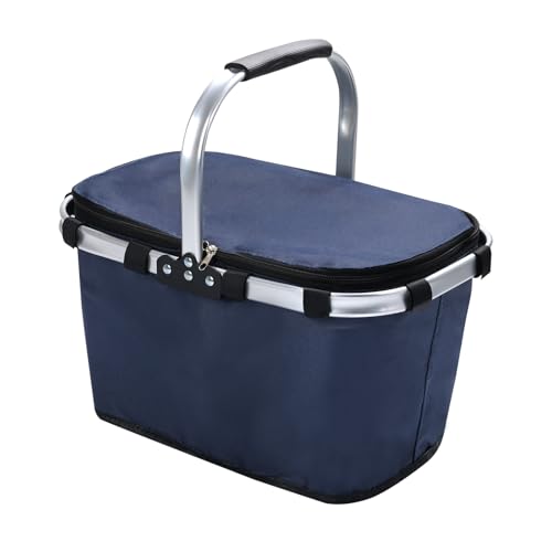 Pomodee Picnic Basket with Handle,40L Large Foldable Insulated Cooler Picnic