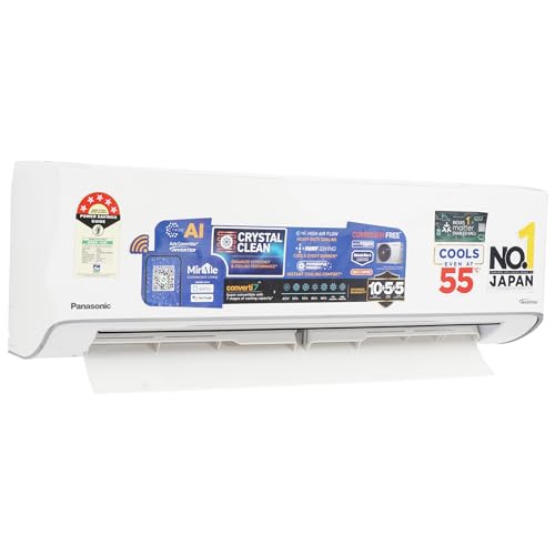 Image of Panasonic EU 7 in 1 Convertible 1Ton 5Star Smart Inverter Split,(100%Copper Condenser, CS /CU-EU12BKY5FM),With MirAie & Matter Certified 55Tested, High CFM & Eco tough Outdoor Crystal Clean Technology