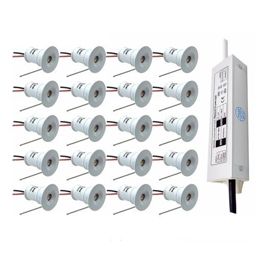 GUODDM Paquete De 16 Focos Empotrables: Minifoco LED De 1 W, Luz De Techo Y Pared Oculta De 12 V, Foco Empotrable Regulable De 15 Mm(Red,120 degrees)