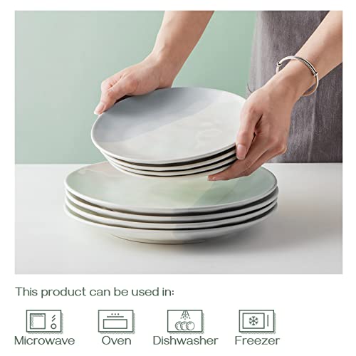 Dowan 8'' Ceramic Dinner Plates, Gradient Blue Dessert Plates, Porcelain Salad Appetizer Plates, Large Kitchen Serving Plates, Dishwasher & Microwave Safe, Set Of 4 #TOP6