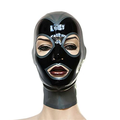 RVLAUGOAA Latex Hood Back Zipper,Rubber HeadMask,Latex Head Cover,Unisex Cosplay Club Wear (XL)