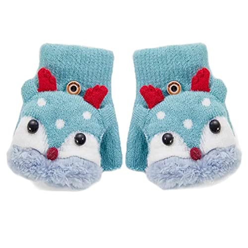 Kids Convertible Flip Top Gloves Cute Reindeer Knitted Gloves Fingerless Fleece Mitten for Boy Girl 3-8 Year4