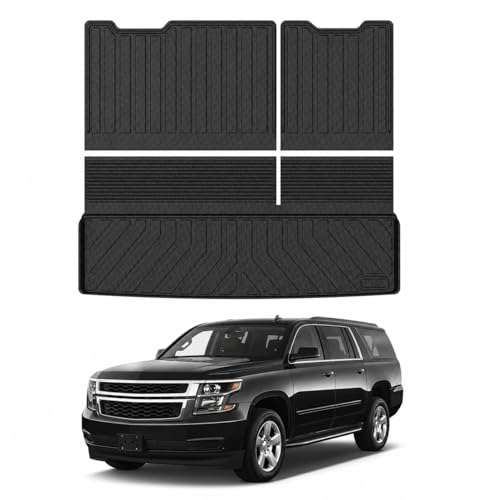 Image of Mixsuper Cargo Liner for Tahoe /GMC Yukon 2015-2020 (Non XL), Trunk Mat for Tahoe Accessories All Weather Cargo Mat Rear Trunk Liner Black 3PCS