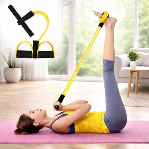 Image of Yoga Pedal Puller Resistance Band 4 Tube Pull Reducer | Tummy Trimmer & Pedal Puller for Exercise | Full Body Home Gym Workout for Abs, Arms & Legs | Amazely - Multicolor