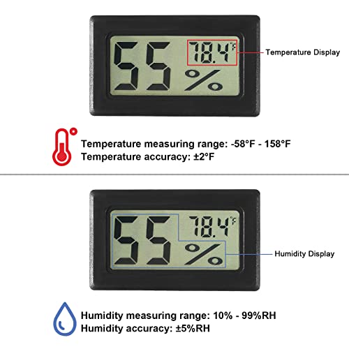 Aitiao 4 Pcs Mini Digital Hygrometer Thermometer Gauge With Probe Large Number Lcd Display Temperature Fahrenheit Humidity Meter For Incubator Reptile Plant Terrarium Humidor Guitar Case Greenhouse #TOP2