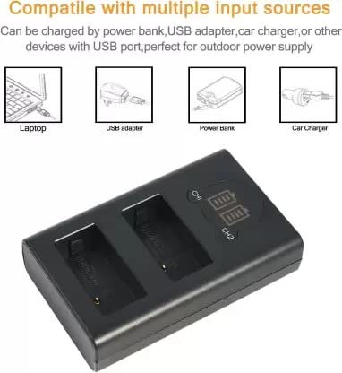 Image of digiclicks DMW-BLC12 Dual Fast USB Type 'c' Camera Charger with LCD Display for Panasonic Camera Battery Charger (Black)