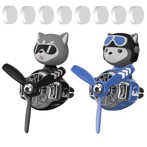 Image of 2Pcs Car Air Fresheners, Cute Bear Pilot Automotive Air Outlet Creative Car Perfume Diffuser, Automotive Accessories Air Vent Decoration with 8 Fragrant Tablets (Black 3+Blue 2)
