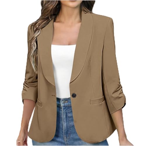 Blazers for Women Business Casual Button Down Blazer Solid Color Long Sleeve Blazers Fall Fashion Outfits