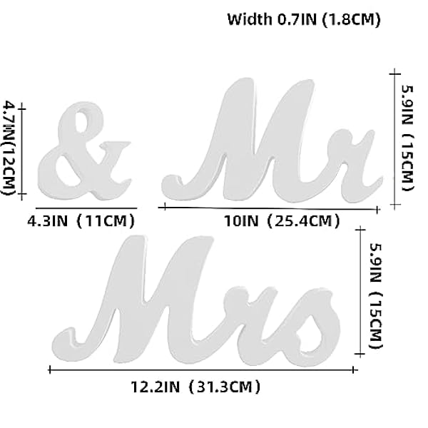 Viopvery Bruiloft decoraties, witte houten letters heer en mevrouw teken & gewoon getrouwde banner perfect voor bruiloft tafel, feesttafel, top diner decoratie
