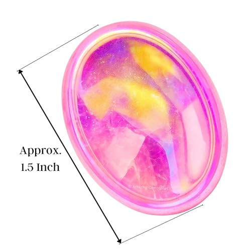 Image of Amazing Gemstone Angel Aura Rose Quartz Worry Stone Crystals & Healing Stones - Worry Stones for Stress Relief Gifts - Piedra Crystal Fidget for Meditation - Stocking Stuffers and Birthday Gifts