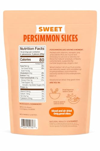 Whitney Jordan Naturals, Sweet Air-Dried Persimmon Slices - Ready to Snack, No Added Sugar, Non-GMO, Vitamin-Packed Fruit, Healthy On-the-Go Snack, 16 Ounce Bag