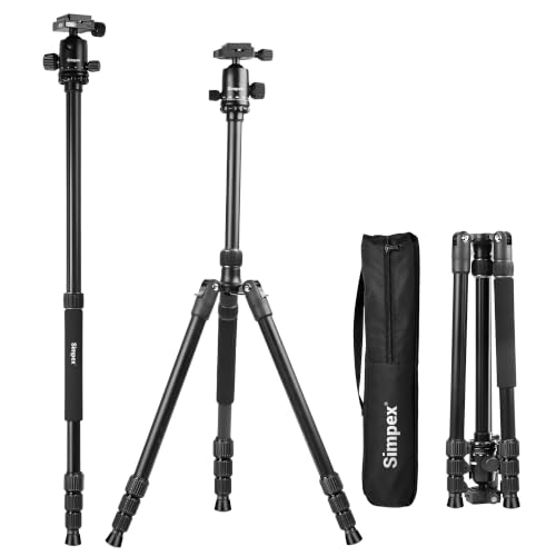 Image of Simpex 450 (64 inch) All-in-One Professional Tripod | Convertible Monopod | Lightweight Aluminium Body | 3-Section Legs | 10kg Load Capacity | Camera & Video Shooting Stand(Black)