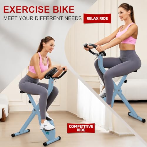 Image of BARWING Foldable Exercise Bike with Magnetic Resistance for Home | 3 IN 1 Stationary Bike with 16 Resistance Levels and 330 lb Capacity for Low-Impact Home Cardio Workouts