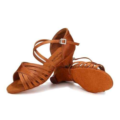 Girls Latin Dance Shoes Low Heels Tango Salsa Ballroom Performance Practice Dance Shoes3