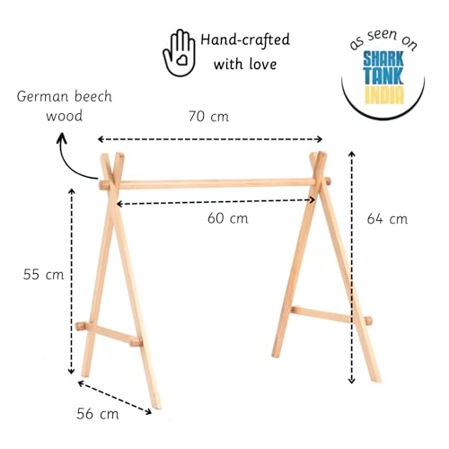Image of Ariro-Montessori Baby Floor Gym & Mobile | Play Gym | Helps Grasping, Cognitive Processing for New Borns Adjustable Heights and Safe Materials | Made with Neem & Beechwood