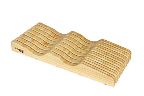Shenzhen Knives X-Large In-Drawer Knife Block:11 Slot Empty Wooden Knife Holder for Kitchen