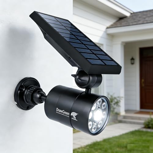 Solar Motion Lights for Outside Aluminum case(Not plastic), Outdoor Solar Flood Security Spot lights 1400LM 9W LED(130W Equ.) Garden Step Deck Patio Post Porch, 100-Week FREE Refund/Replacement(Black)