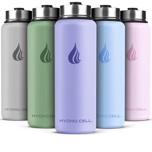 Image of HYDRO CELL Stainless Steel Insulated Water Bottle with Straw - For Cold & Hot Drinks - Metal Vacuum Flask with Screw Cap and Modern Leakproof Sport Thermos for Adults (Lilac 40oz)