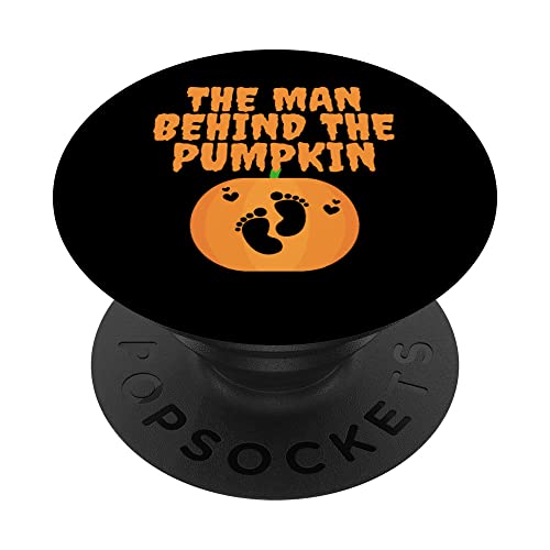 The Man Behind The Pumpkin Shirt New Dad Pregnancy Halloween PopSockets PopGrip Intercambiabile