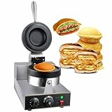 DDZJTPP Kommerzielles Waffeleisen Für Hamburger,1300W Antihaftbeschichtete Elektrische Hamburgerpresse,Temperaturregelung 50-300℃,Doppelseitige Heizung,Blasen-Ei-Waffeln