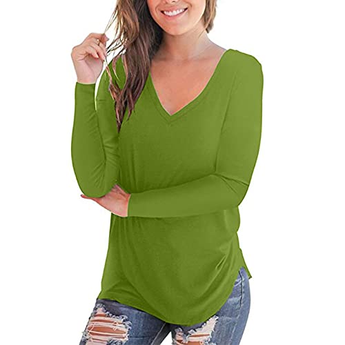 Camisas sociais para mulheres blusa feminina moda top meninas camisas manga longa, Verde, G
