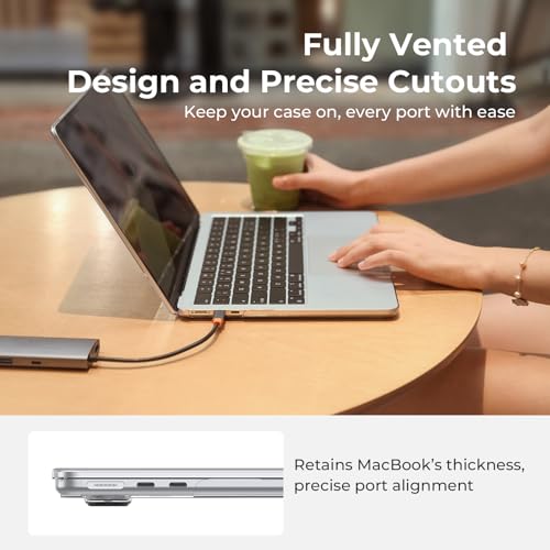 Image of EooCoo Compatible with MacBook Air 15 inch Case 2024 2023 Release M3 A3114 M2 A2941, Air 15.3 inch Plastic Hard Case & Keyboard Skin & Camera Cover & Type C Adapter, Crystal Clear