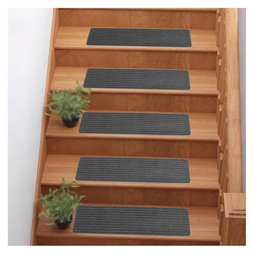 階段 滑り止め マット, 15パック 20cm x 76cm すべり止めマット, サイズに合わせてカットできます 洗濯マット タイルおよびガラスの階段に適しています,darkgrey